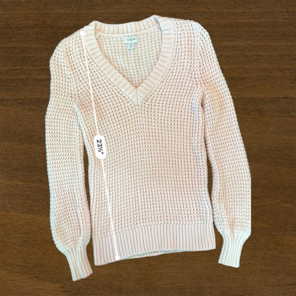 J.Crew Cotton Crochet Knit V-Neck Sweater Blush Pink XS - Picture 6 of 14